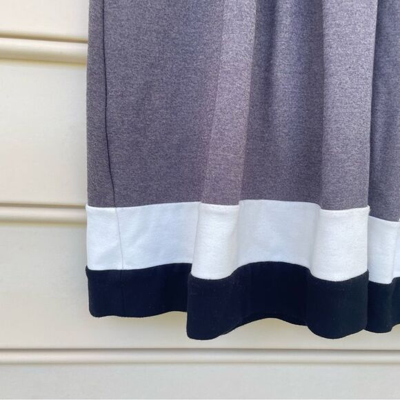 Calvin Klein Colorblock Puff Sleeve Midi Dress in Gray & Black Size M - Picture 3 of 9